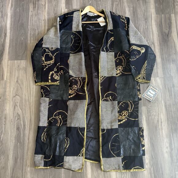 Molato Womens 2XL African Mud Cloth Open Long Duster Overcoat Art to Wear NEW - Picture 1 of 5